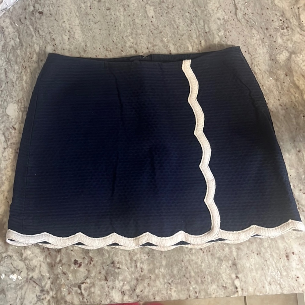 Lilly Pulitzer Skirt Skort 00 Navy white scalloped